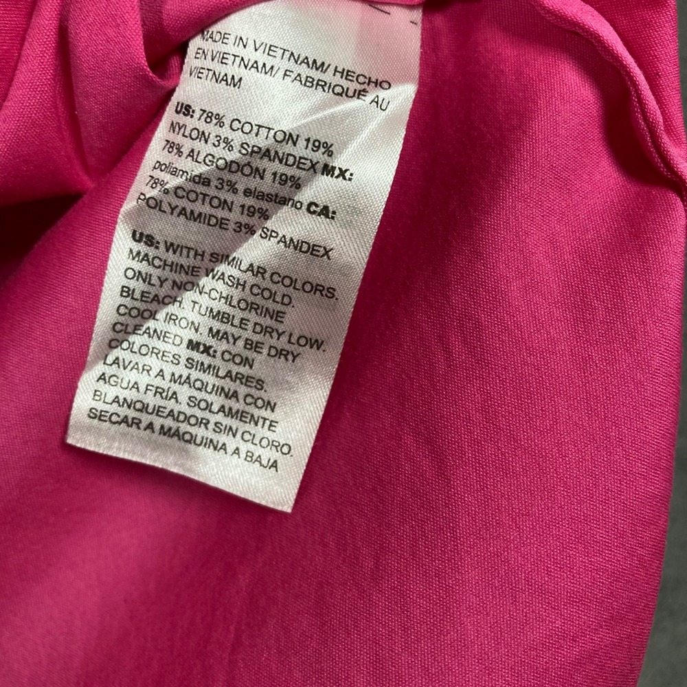 Chicos Hot Pink Cotton Poplin Popover Tunic Top Size 3 XL 16/18 V-Neck - Picture 4 of 7